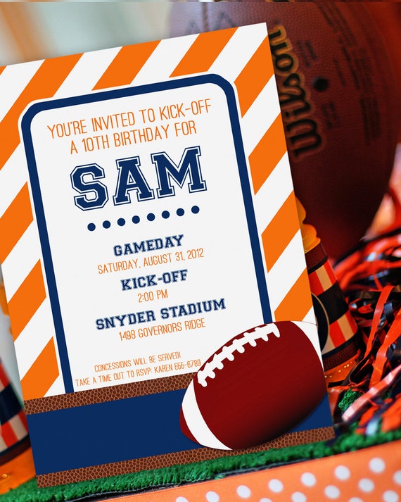 Football Party - Birthday -Printable Invitation -Your choice of team colors by Amanda's Parties To Go Il_570xn