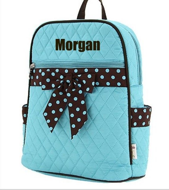 Personalized 13 Girls Quilted BackpackBlue and Navy