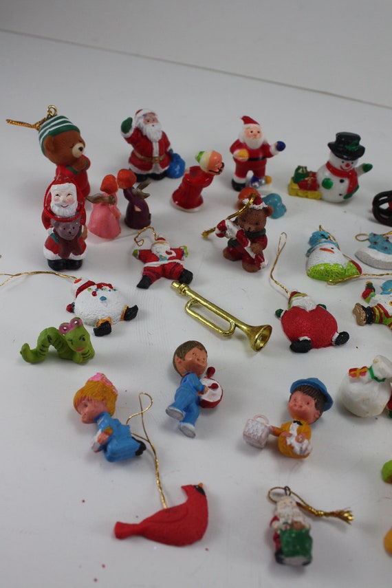 Vintage Miniature Christmas Ornaments Plastic Resin Lot 47