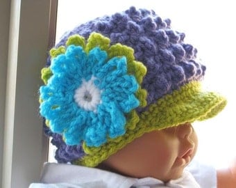 Crochet Pattern Hat , Newborn Baby to Adult, Boy and Girl, Pdf pattern - Visor Beanie