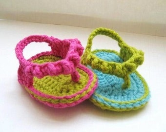 Crochet Sandals Pattern for Baby , Baby Flip Flops or Thongs for Girls, Crochet Pattern in 4 sizes( pdf pattern for sale)