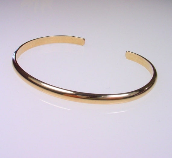 1 Wide Smooth Gold Cuff Bracelet 14k Yellow by mariakopadis