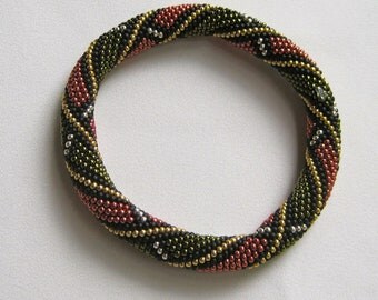 Bead Crochet Bangle Pattern: Autumn Spirals Bead Crochet Bangle Pattern