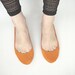 Tangerine Soft Suede Handmade Ballet Flats -- Size 41 Ready to Ship