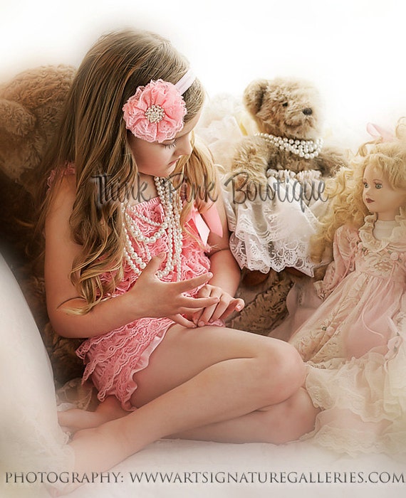 SALE! Petti lace romper, coral pink lace romper,Baby girl Petti Romper, Petti Romper, Lace Romper, Romper,Baby lace romper, Easter outfit. by ThinkPinkBows