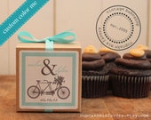12 - Tandem Bike Wedding Favor Cupcake Mixes - CUSTOM COLOR - Tandem Bike Wedding Invitation, Tanden Bike Label