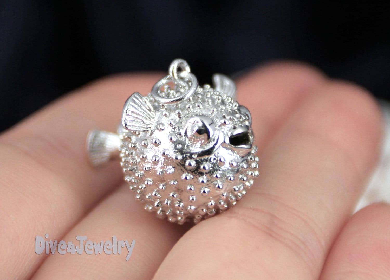 925 Silver Chain >> Sterling Silver Puffer Fish Pendant Necklace 925 Silver Chain >> Sterling Silver Puffer Fish Pendant Necklace