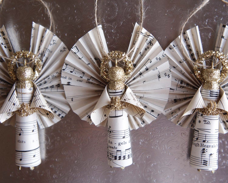 Golden Angels Handmade Clothespin Doll Ornaments made with