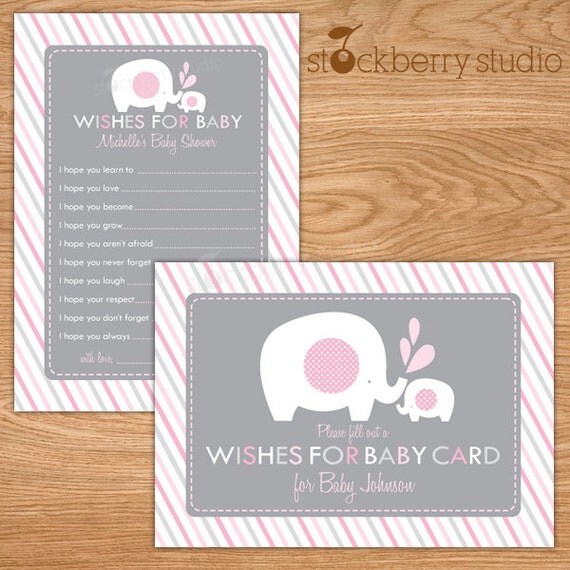 Wishes for Baby Card Printable Elephant Baby Shower Il_570xn
