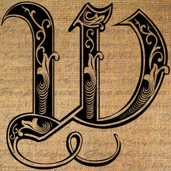 Items similar to LETTER Initial W Monogram Old ENGRAVING Style Type ...