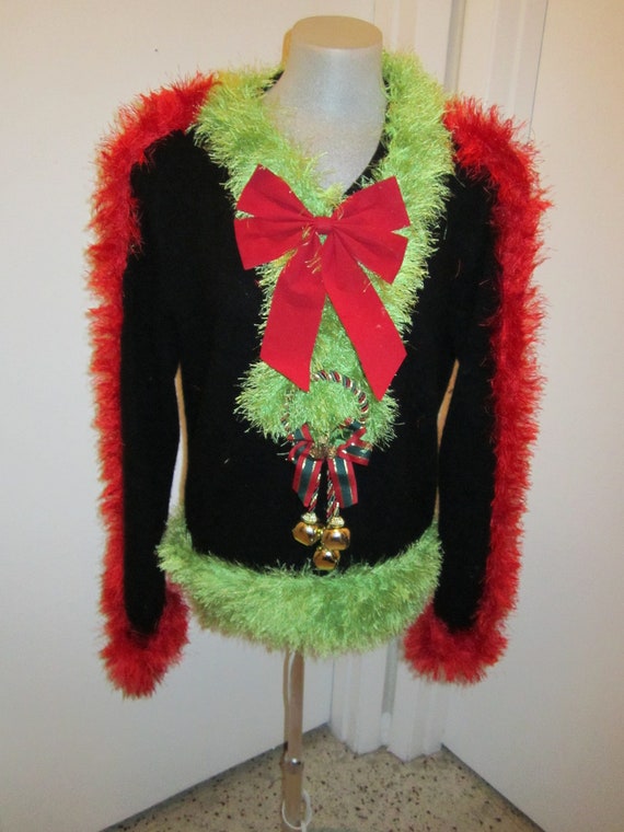 Items similar to Medium Grinch Ugly Christmas Sweater FOO FOO Style One ...