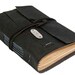 Black Vegan Faux Leather Journal with Tea Stained Pages