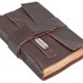 Brown Leather Journal with Tea Stained Pages and Bookmark