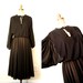 vintage disco dress 1970's BATWING SLEEVES sheer black GODDESS new wave / punk