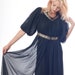 60's Princess Black Sheer Duster Robe With Gold Detail