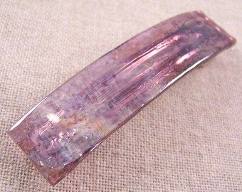 Tiffany Fused GLASS Hair BARRETTE 3.5" 9cm Mauve Pale Plum Pink Purple Iridescent Transparent Glass