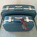 Vintage Aqua Blue Suitcase Set - Travel Pair - Near MINT - for Display or Adventures