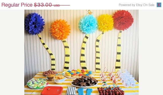birthday party decorations ... 10 Tissue pompoms ... choose your colors // dr.seuss // classroom //diy kit // party decorations Il_570xn