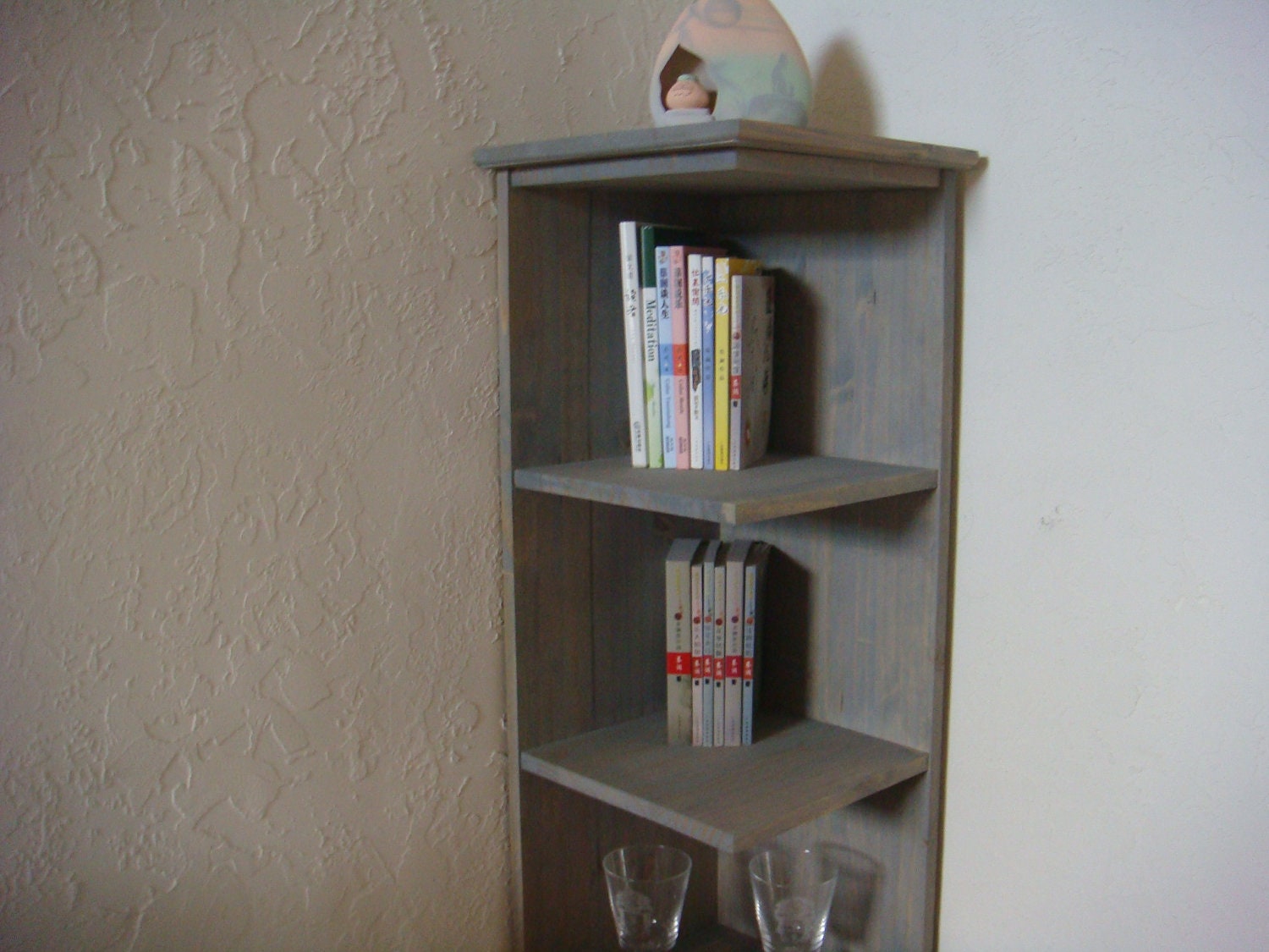 60 in tall corner shelf bookcase display Grey transparent