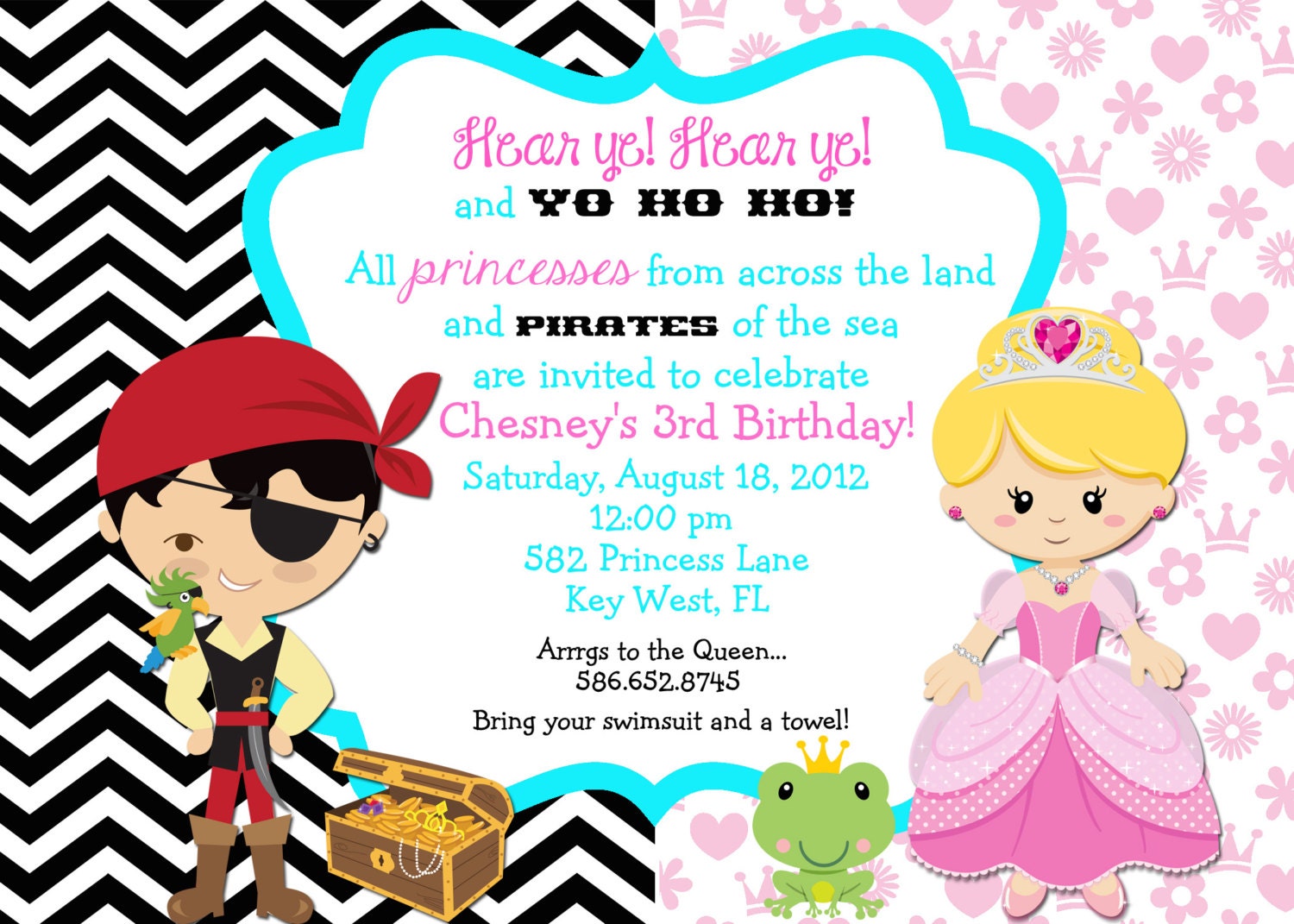 Princess And Pirate Invitations 3