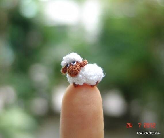 0.4 inch miniature sheep micro crochet amigurumi animal