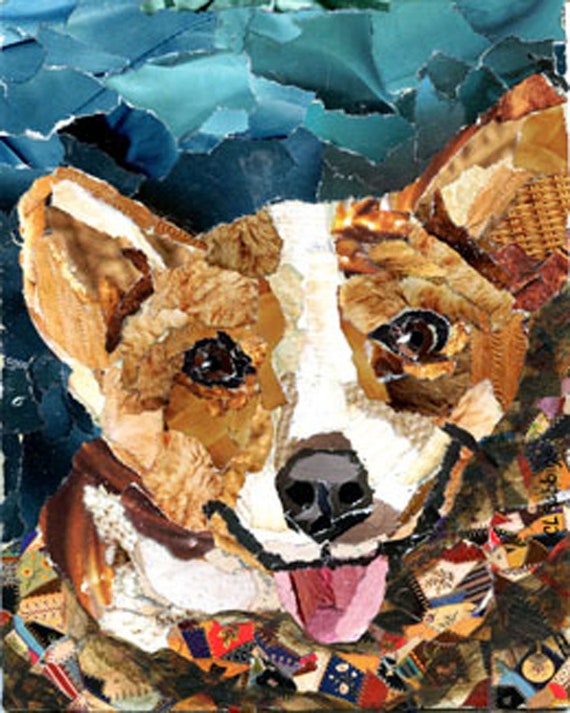 Items similar to Custom Pet Portrait Torn Paper Collage on