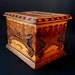 Wood MARQUETRY cigarette dispenser // Intricate ART DECCO Design // 3 1/4" d x 41/4" w x 3.1/2" h