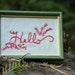 Reserved - Framed Hand Embroidery - Redwork Welcome