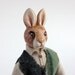 Bunny Rabbit Boy Art Doll, Handmade, Wool and Felt Clothing Hand-sewn, Fall Colors