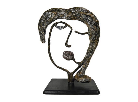 Modern Abstract Woman Face Figure Sculpture by coolstuffartgallery