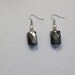 Square Hematite Faceted Earrings with Pearl and Silver Spacer on Silver Earring Wire