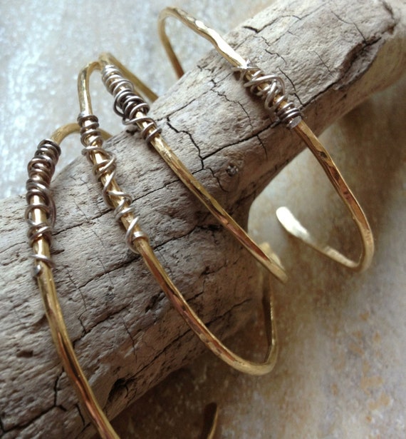 Items similar to Hand cuff / Simple bronze bangle bracelet