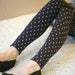 Dark blue polka dot leggings with skulls