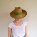 Vintage Straw Hat. 1980s. Green Wide Brim Hat.
