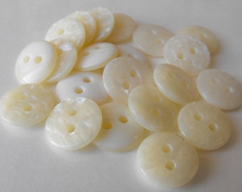25 Ivory Little Frosted Round Buttons Size 7/16"
