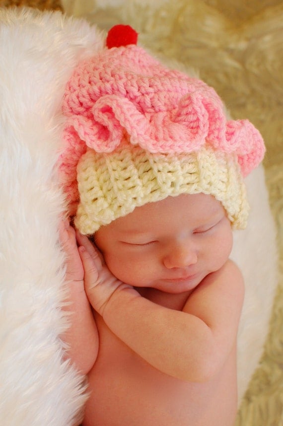 Cupcake hat crocheted cupcake hat photo prop newborn