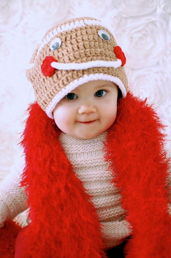 Items similar to Crocheted Gingerbread man hat free shipping Christmas ...