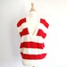 Vintage Striped Sweater Red & White Sweater Vest - S / M