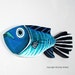 Painted Wood Fish Decor Green and Blue Folk Art