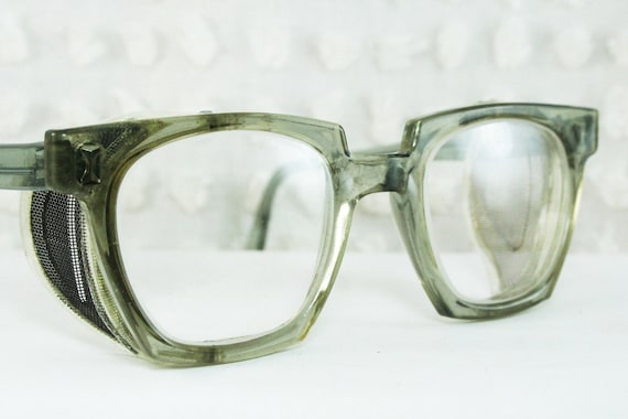 60s Glasses 1960s Safety Eyeglasses Gray Horn Rim by DIAeyewear