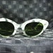 Vintage Cat Eye 50s Sunglasses 1960s Animal Print Clear Frame Green Lens Non Rx