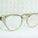 Tura Silver Satin 1950's Eyeglasses Aluminum Gold Overlay Horn Rim Large 46/22 Unisex Optical Frame