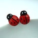 Wooden ladybird earrings on sterling silver stud, hand painted wood ladybugs, ladybeetle