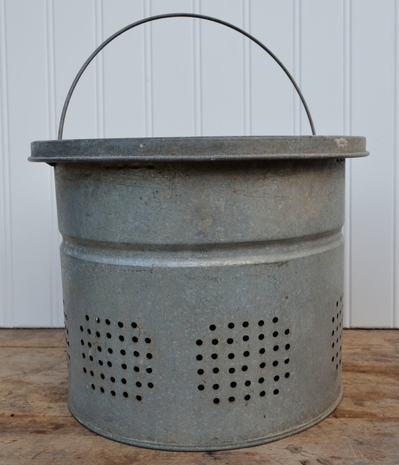 Old Pal Minnow Bucket Galvanized Metal Floating Fishing 10 Ten