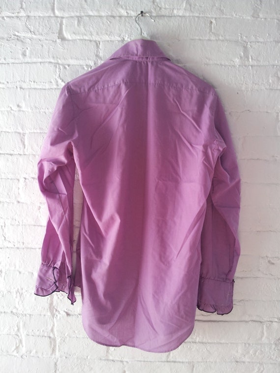 Purple Tuxedo Shirt Vintage 70s Ruffled Shirt Violet Cotton