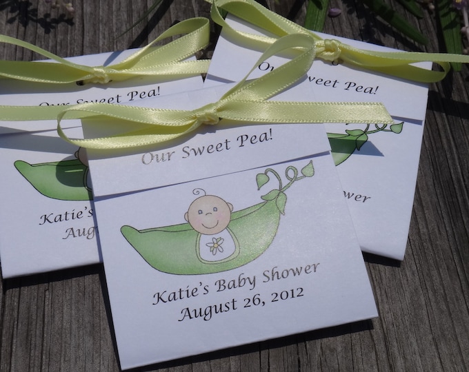 Personalized Pea in the Pod Sweet Pea Baby Shower Sprinkle Tea Party Favors Tetley Tea Caucasian or African American