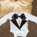 ALREADY MADE 3M New and Improved Quality Boys Tuxedo Carters Onesie Shirt Thanksgiving New Years Baptism Wedding Events Birthday Holidays