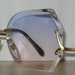 Vintage Facetted Gem Cut Oversized Cosmetic Double Tint Sunglasses