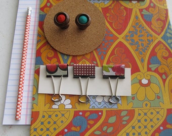 SALE, SALE, SALE! Desk Set--Lg. Decorative Clipboard--Orange Catherdral--Orange and White Damask