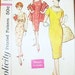Women's Wiggle Sheath Dress with Low Round Neckline, Bow Trim, and Stole - Vintage 1950s Simplicity Easy Sewing Pattern 2964 - Bust 34